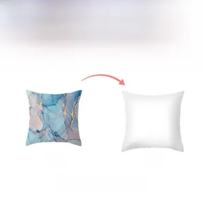 Detailed front and back view of watercolor marble pillowcase with gold foil accents