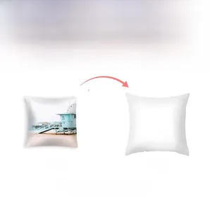 Detail of beach theme pillowcase showing high-quality print and plain white back side