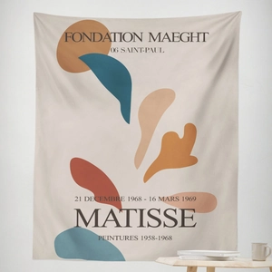 Tenture murale nordique minimaliste avec un design d'art corail abstrait inspiré de Matisse