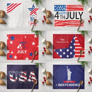 Juego de 6 manteles individuales del Día de la Independencia de EE. UU. con barras y estrellas