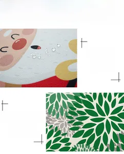Vue détaillée du tissu imperméable avec impression numérique et motifs de Noël festifs