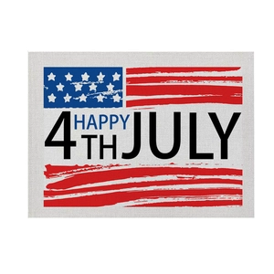 Mantel individual del Día de la Independencia con texto Happy 4th of July y bandera USA