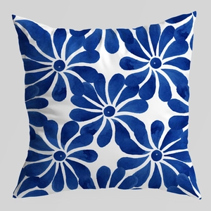 Chinese blue floral porcelain pattern pillow cover made of soft velvet for home sofas