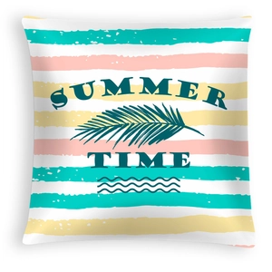 Tropical pineapple leaf pillowcase with colorful summer time stripes and palm print