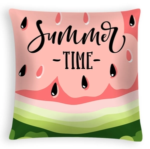 Summer theme square watermelon pillow cover with refreshing fruit pattern and text