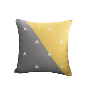 Federa per cuscino geometrica moderna con motivi a triangolo giallo e grigio per divano