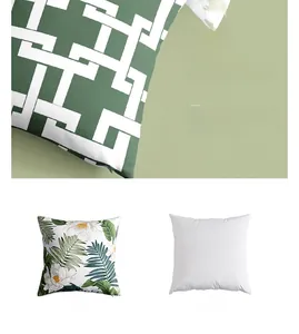Detailed view of floral cushion cover featuring high-definition green digital printing