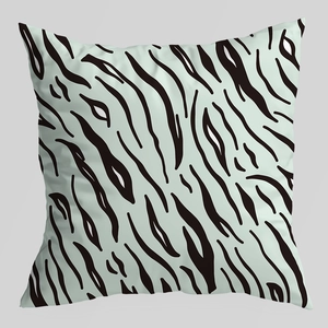 Modern black and white tiger print throw pillow cover in soft peach skin fabric