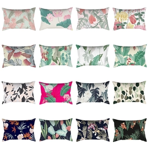 Tropische Pflanzen Blumen Polyester Pfirsichhaut Rechteckig Kissenhülle Modern Lendenkissenbezug Für Heim Büro Dekoration