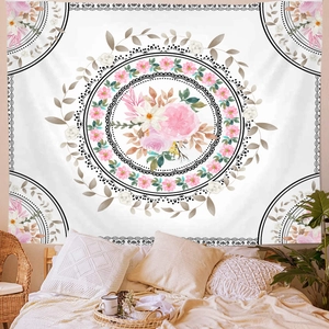 Bohemian Mandala Tapestry Polyester Wall Hanging Floral Pattern For Bedroom Living Room Home Decor Decorative Wall Art