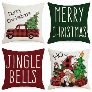 Festive Christmas Linen Pillow Cover Merry Christmas Letter Print Cushion Case For Sofa Couch Home Holiday Decor