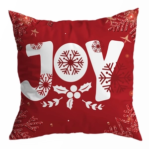 Roter Weihnachts-Kissenbezug mit Joy-Aufdruck und Schneeflocken für festliche Dekoration