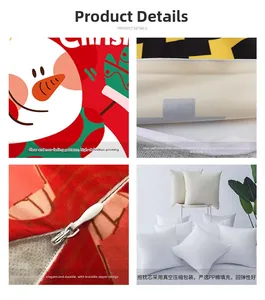 Detail of Christmas snowman pillow cover featuring digital printing and invisible zipper