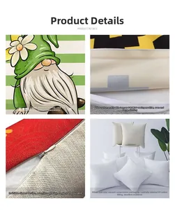 Detail of floral pillow case with HD digital printing, hidden zipper and PP cotton filling