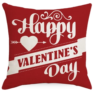Linen Valentine's Day pillowcase with red heart truck print and festive text