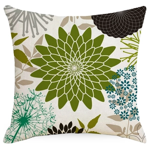 Mandala floral print linen throw pillow cover with bohemian style for home decor