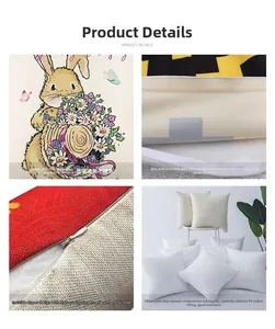 Detail of Easter bunny pillow cover featuring digital print and invisible zipper