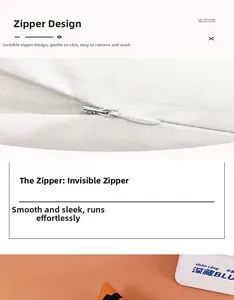 Detail of invisible zipper on white pillowcase for easy removal and cleaning