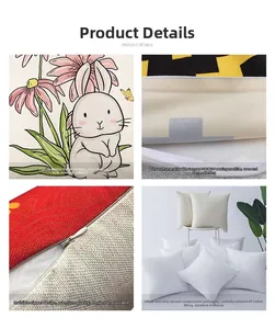 Detail of durable invisible zipper and fine stitching on pink Easter bunny pillow cover