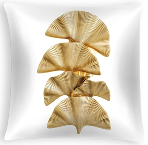 Modern gold ginkgo leaf wall lamp with layered metal petals and a textured finish