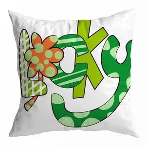 Detail view of St. Patrick's Day Lucky pillowcase with vibrant green plaid and polka patterns