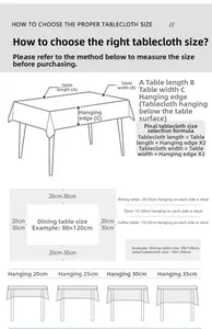 Guide for measuring tablecloth sizes for rectangular dining tables and coffee tables