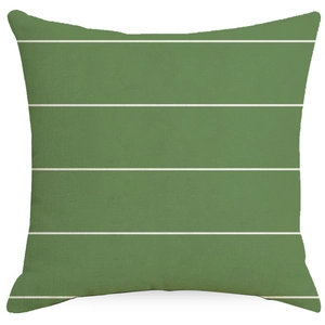 Housse de coussin en lin à rayures vertes et blanches avec motif géométrique minimaliste
