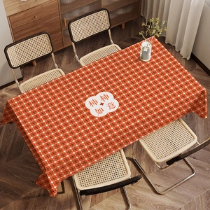 Vibrant orange persimmon pattern flannel tablecloth with Chinese auspicious blessing text
