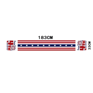 Independence Day table runner with red white blue stars and Happy 4th greeting 183x33cm
