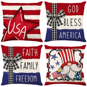 USA Independence Day Patriotic Pillow Covers July 4th Stars And Stripes Printed Polyester Cushion Case American Style Home Decor