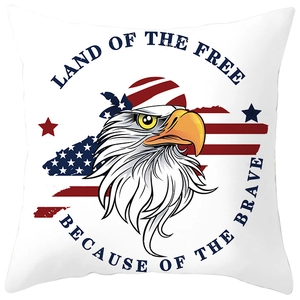 Housse de coussin USA avec aigle royal, drapeau et slogan Land of the Free