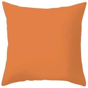 Minimalist square orange decorative pillowcase in smooth plain weave fabric for sofa