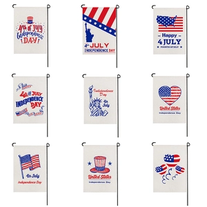 Bandiera da Giardino Giorno Indipendenza Americana Fourth Of July Decorazione da Esterno Bifacciale Banner in Finto Lino per Prato