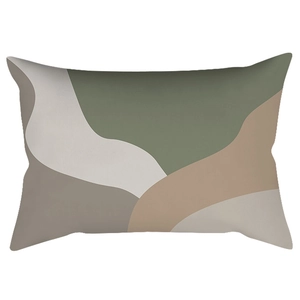 Minimalist Nordic sage green geometric lumbar pillow cover with abstract wave pattern