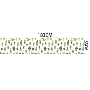 Linen table runner with succulent plants pattern and 183x33cm dimensions layout
