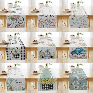 Runner da Tavola in Lino Nordico Floreale Girasole Margherita Stampa Tovaglia per Cucina Sala da Pranzo Decorazione Casa