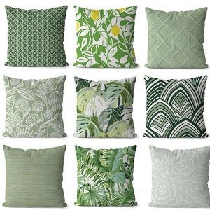 Tropische Grüne Pflanze Polyester Kissenbezug Geometrisches Blatt Drucken Deko Kissenhülle Für Zuhause Sofa Wohnzimmer