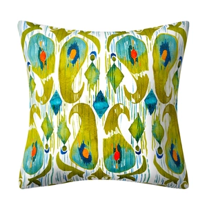 Housse de coussin imperméable en lin avec motifs abstraits ikat à l'aquarelle