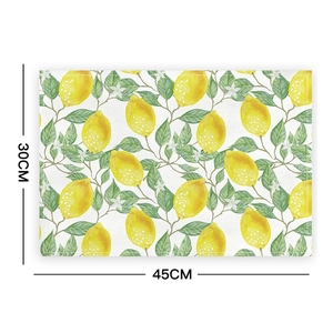 Detail view of 45x30CM lemon print placemat showing fabric texture and 45x30CM dimensions