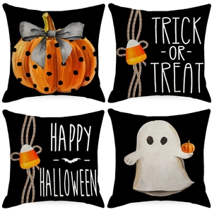 Halloween Throw Pillow Case Polyester Pumpkin Ghost Printed Cushion Cover For Sofa Living Room Bedroom Home Decor