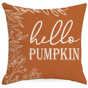 Housse de coussin orange automne Thanksgiving avec motif floral hello PUMPKIN