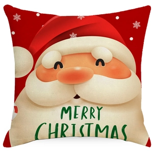 Cartoon Santa Claus Christmas pillowcase with Merry Christmas text on white background