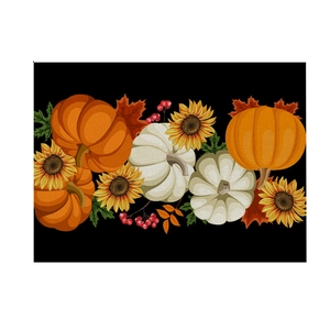 Waterproof Thanksgiving placemat with autumn pumpkin, maple leaf and sunflower print