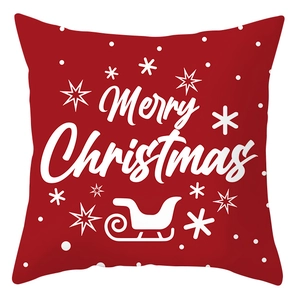 Housse de coussin de Noël rouge avec texte Merry Christmas blanc et motifs flocons
