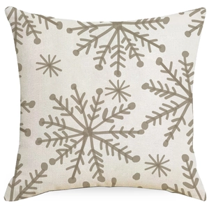 Minimalist Christmas snowflake throw pillow cover with beige Nordic winter deer patterns