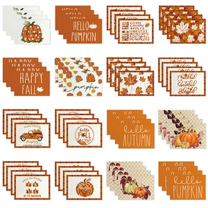 Thanksgiving Autumn Placemats Heat Resistant Non-slip Polyester Pumpkin Sunflower Maple Leaf Print Dining Table Decor Place Mats