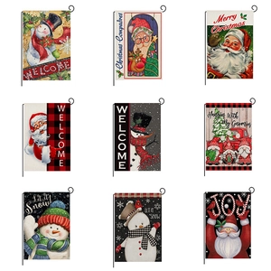 Double Sided Christmas Garden Flag Outdoor Yard Decor Durable Polyester Festive Printed Banner Snowman Santa Garden Banner