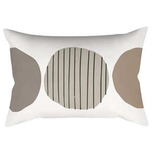 Minimalist green geometric leaf pattern rectangular pillowcase with abstract circles