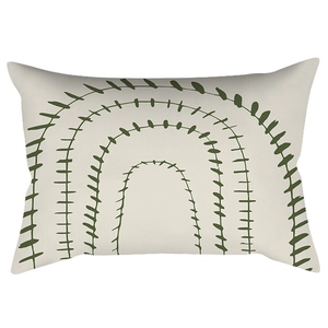 Green leaf geometric arch lumbar pillow case in minimalist Nordic bohemian style