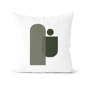 Nordic minimalist green geometric cushion cover with abstract arched pattern and soft shadows